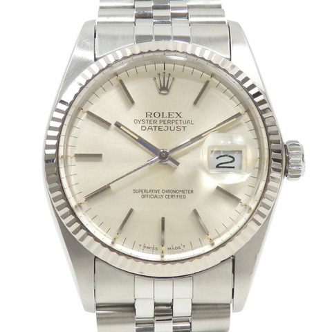 勞力士 Datejust 男士 16014 自動上鍊不鏽鋼白金腕錶 A2246377