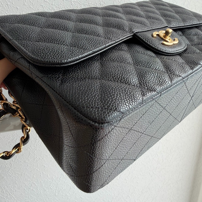 Chanel黑荔枝金雙C Jumbo 30公分-8