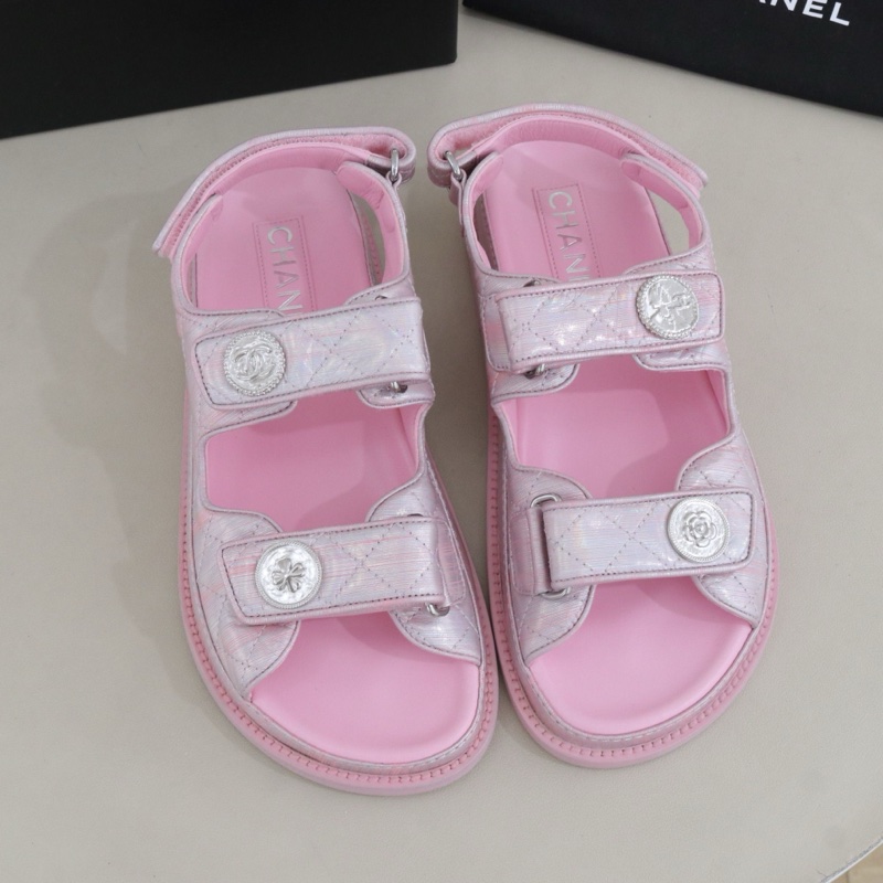 香奈兒魔術貼沙灘涼鞋36.5碼原價13000防塵袋-0