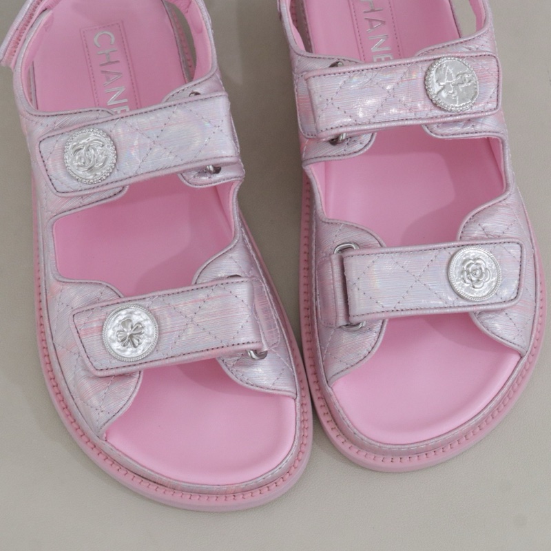 香奈兒魔術貼沙灘涼鞋36.5碼原價13000防塵袋-1