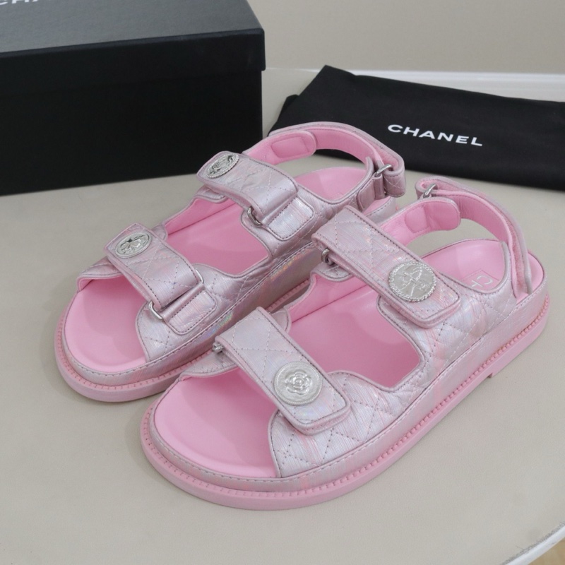 香奈兒魔術貼沙灘涼鞋36.5碼原價13000防塵袋-4