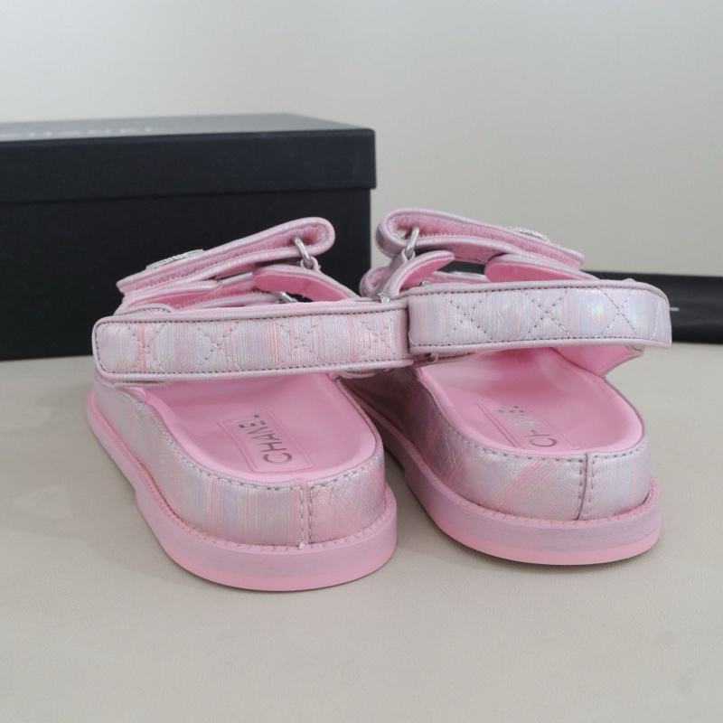 香奈兒魔術貼沙灘涼鞋36.5碼原價13000防塵袋-5