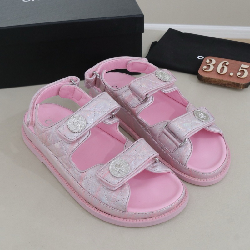 香奈兒魔術貼沙灘涼鞋36.5碼原價13000防塵袋-7