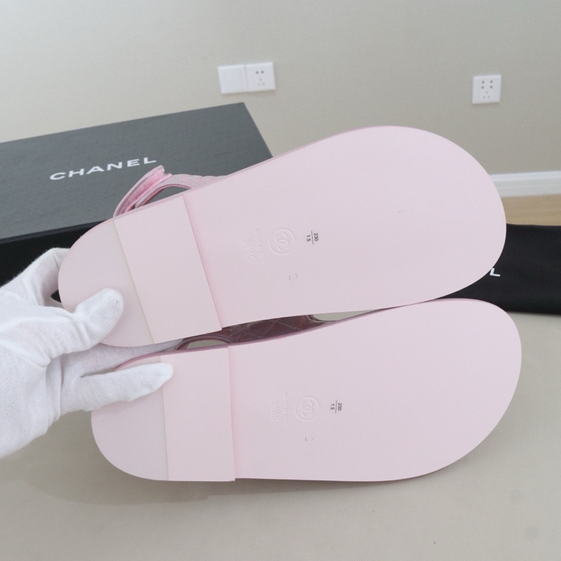 香奈兒魔術貼沙灘涼鞋36.5碼原價13000防塵袋-8
