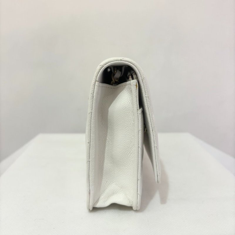 CHANEL白荔枝金水鑽Logo金鍊 WOC-4