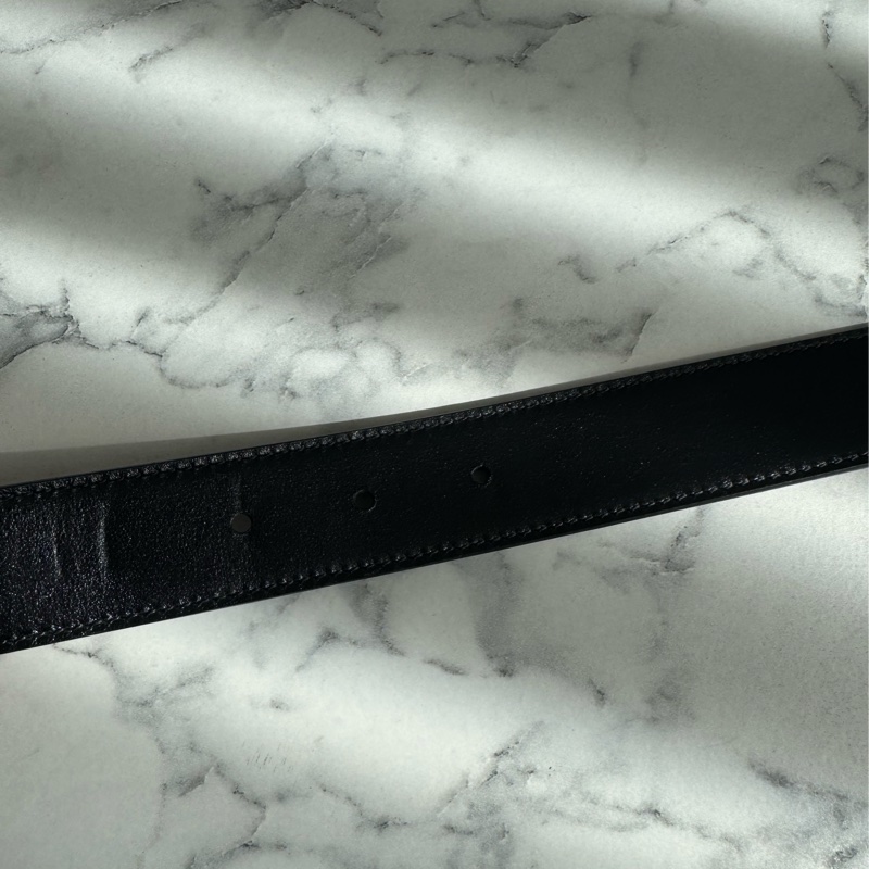 Gucci黑/pvc雙面金雙G皮帶85公分-13