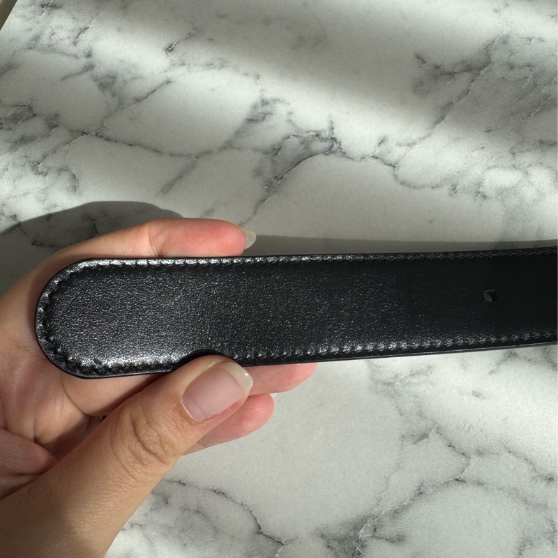 Gucci黑/pvc雙面金雙G皮帶85公分-14