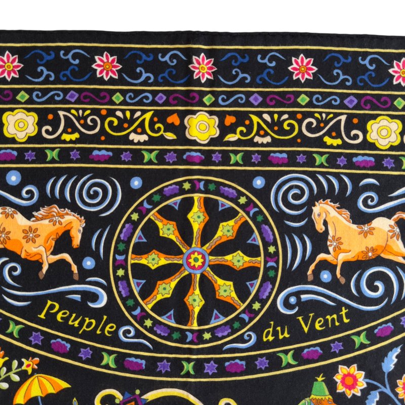 HERMES Peuple du Vent shawl 140 風之民 羊絨 圍巾-1