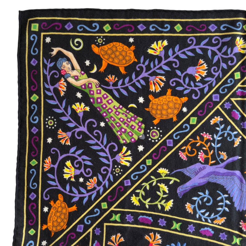 HERMES Peuple du Vent shawl 140 風之民 羊絨 圍巾-5