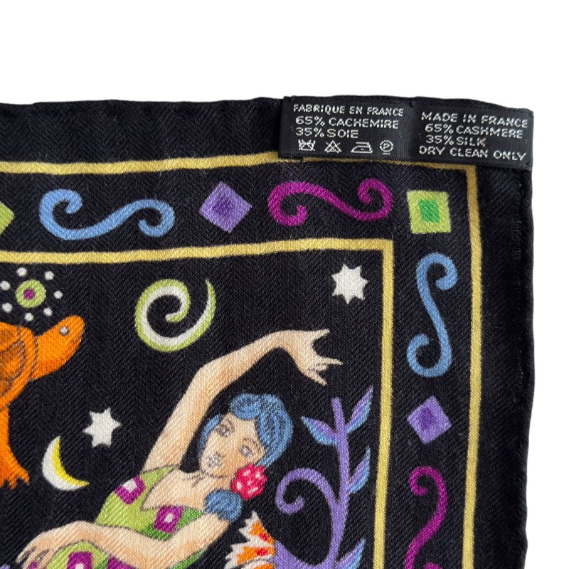 HERMES Peuple du Vent shawl 140 風之民 羊絨 圍巾-6