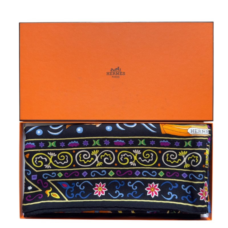 HERMES Peuple du Vent shawl 140 風之民 羊絨 圍巾-7