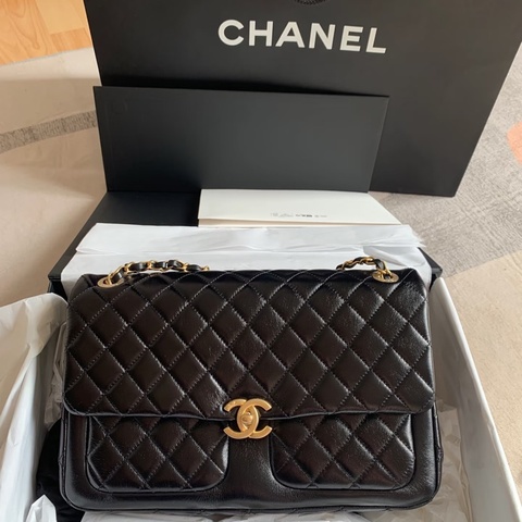 CHANEL 限量油蠟雙口袋書包CF ⭐️全新