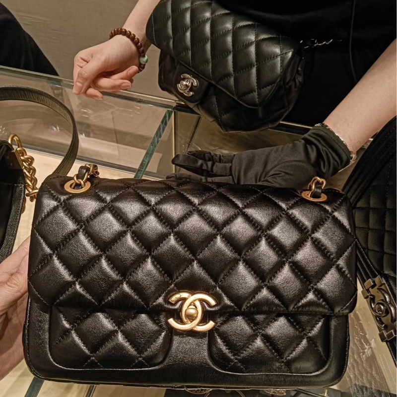 CHANEL 限量油蠟雙口袋書包CF ⭐️全新-3