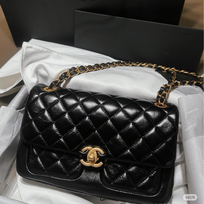 CHANEL 限量油蠟雙口袋書包CF ⭐️全新-4