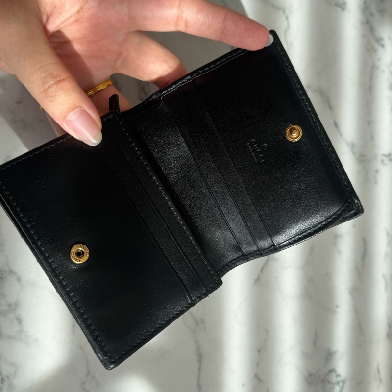 Gucci黑色金雙G marmont短夾  經典不敗-10