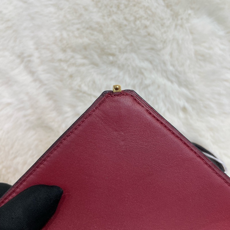 Hermes 愛馬仕 酒紅色鱷魚皮 方塊刻印 上肩包 I683-33