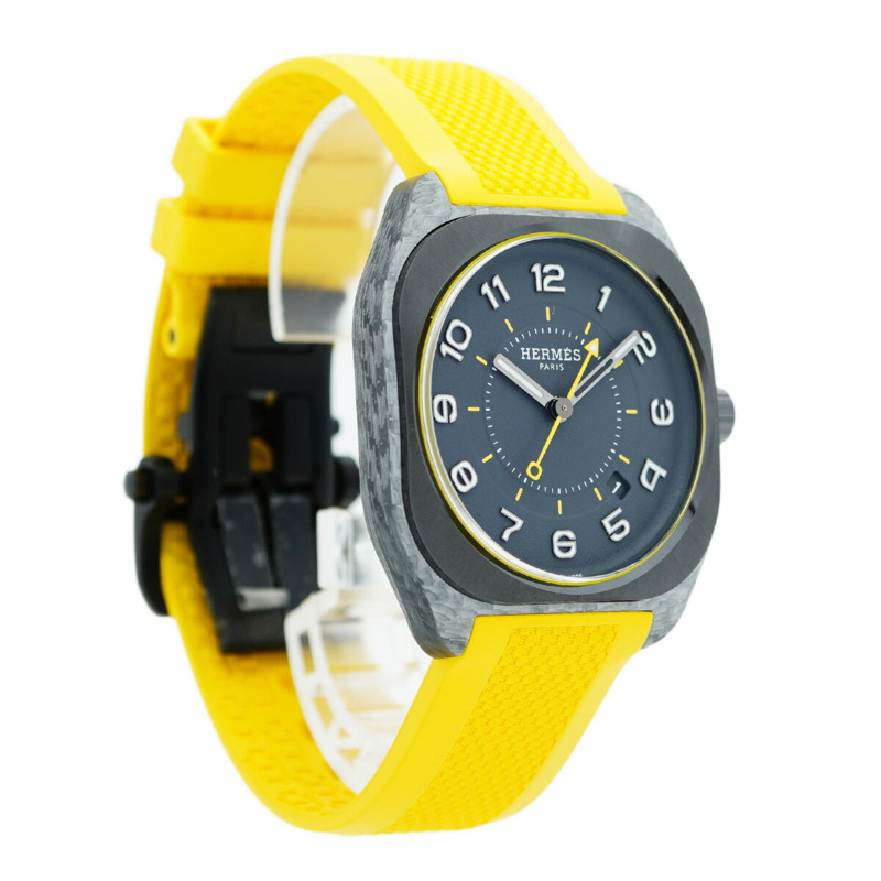 愛馬仕 H08 玻璃纖維 SP1.746 男士黑色錶盤腕錶-3