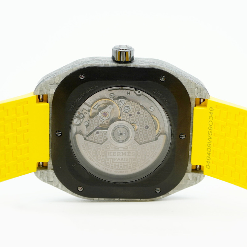 愛馬仕 H08 玻璃纖維 SP1.746 男士黑色錶盤腕錶-5