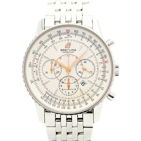 百年靈Navitimer Montbrillant A41370銀色錶盤男士腕錶