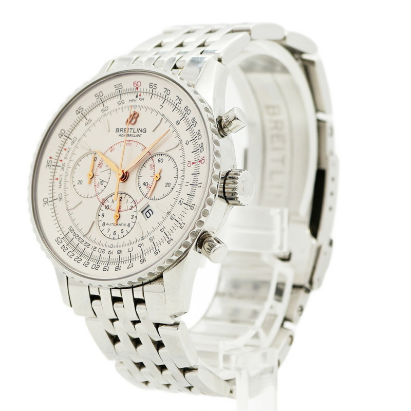 百年靈Navitimer Montbrillant A41370銀色錶盤男士腕錶-2