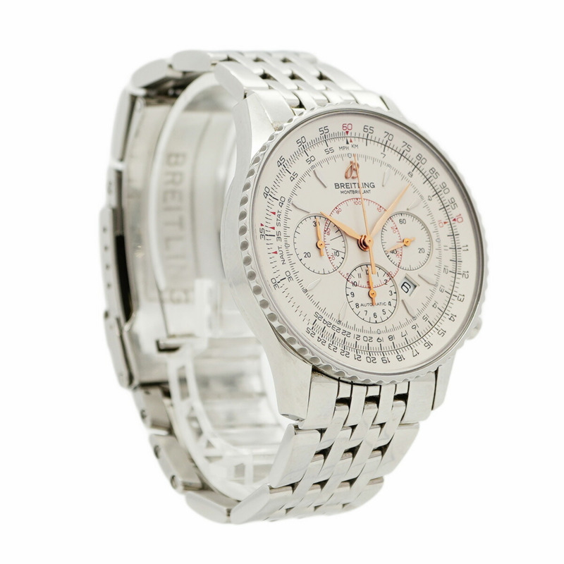 百年靈Navitimer Montbrillant A41370銀色錶盤男士腕錶-3