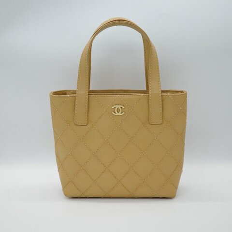 Chanel 香奈兒 Vivian 薇薇安 奶茶色 牛皮 外縫包 手提包 單肩包