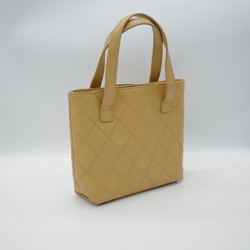 Chanel 香奈兒 Vivian 薇薇安 奶茶色 牛皮 外縫包 手提包 單肩包-2