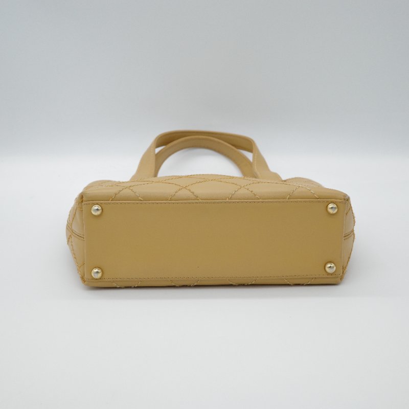 Chanel 香奈兒 Vivian 薇薇安 奶茶色 牛皮 外縫包 手提包 單肩包-5