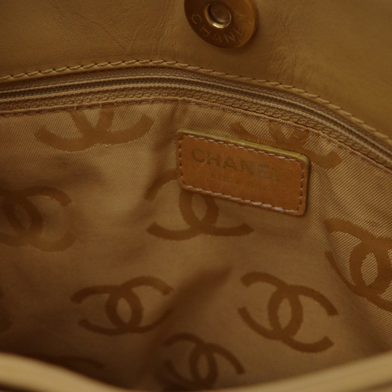 Chanel 香奈兒 Vivian 薇薇安 奶茶色 牛皮 外縫包 手提包 單肩包-12