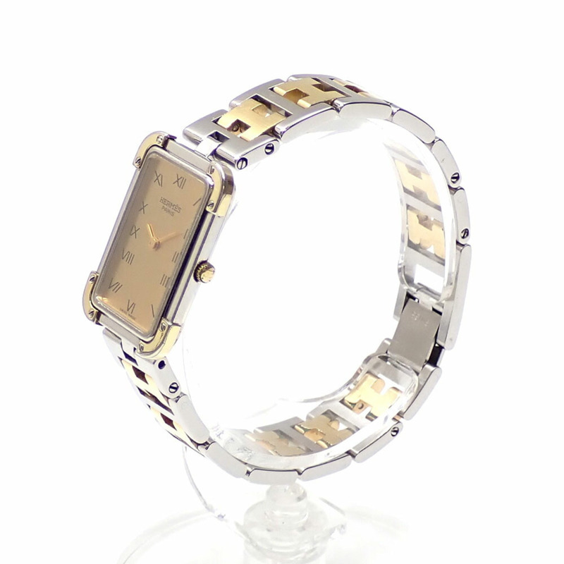 愛馬仕 Croisjour 女士石英錶，不鏽鋼，鍍金，CR1.240 電池供電，A221225-1