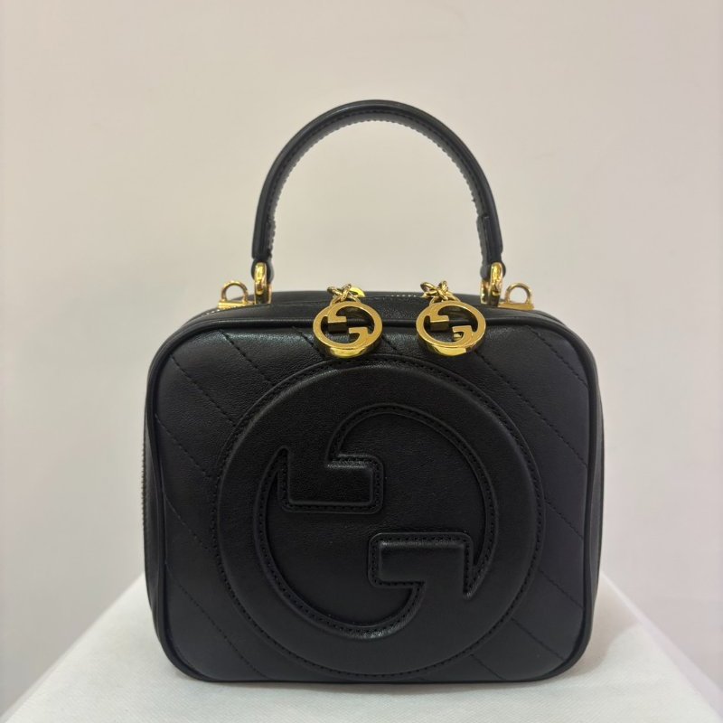 GUCCI Soho 黑牛皮手提相機二用包-0