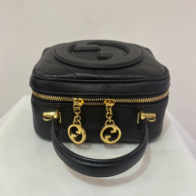 GUCCI Soho 黑牛皮手提相機二用包-7