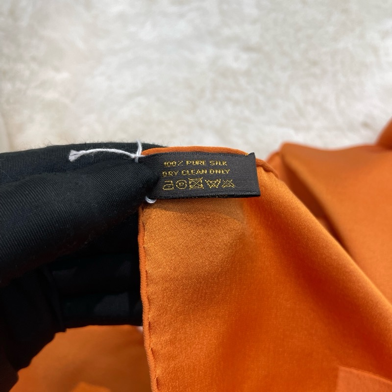 Lv 路易威登 100% 絲 橙色老花大絲巾I813-14