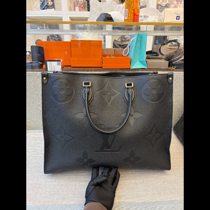 LV onthego 大號 黑色牛皮 tote 手提包-5