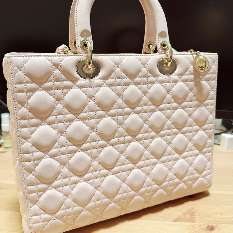 大號Lady Dior 淡粉色金扣XLarge Shopper-7格（32x25x12）-6