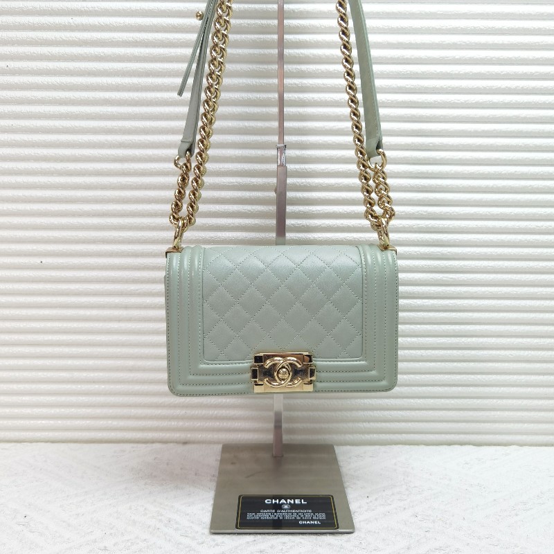Chanel Leboy小號20cm 綠色口蓋包-0