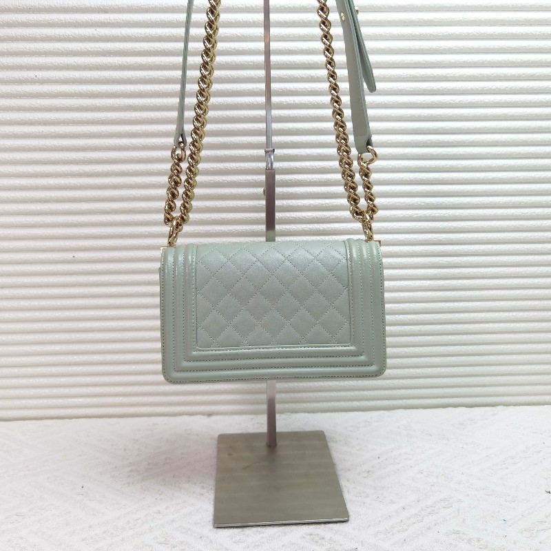 Chanel Leboy小號20cm 綠色口蓋包-1