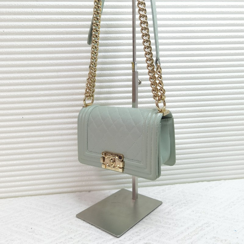 Chanel Leboy小號20cm 綠色口蓋包-2