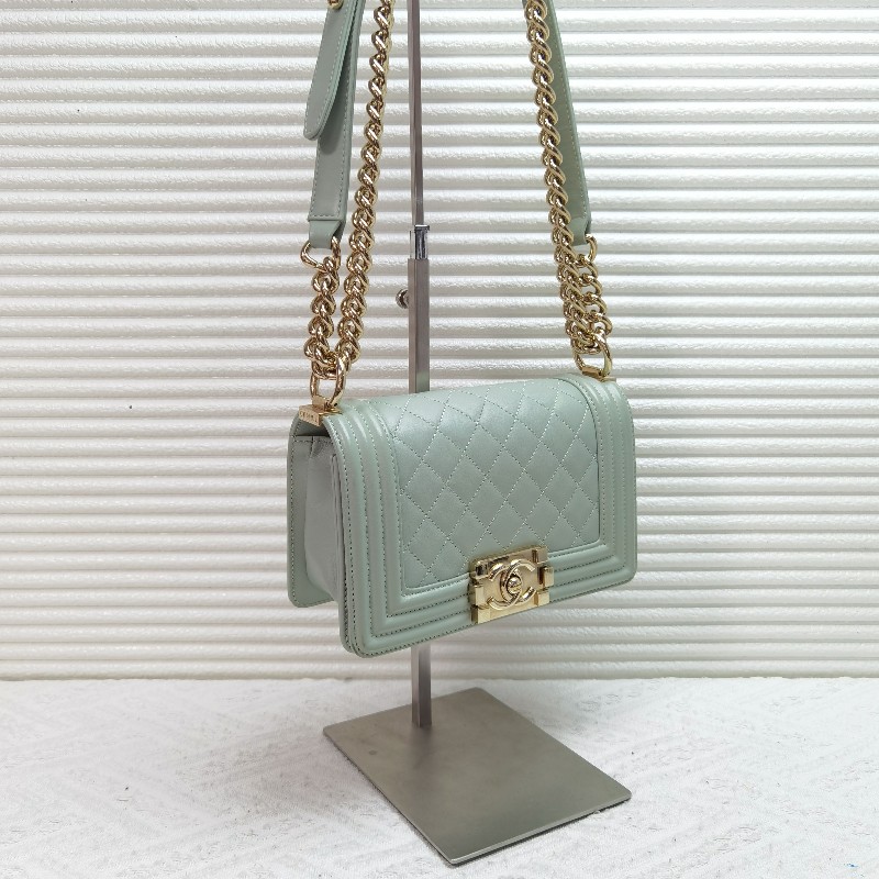 Chanel Leboy小號20cm 綠色口蓋包-3