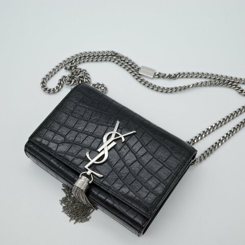 Saint Laurent 聖羅蘭 Kate 小號 鱷魚壓紋 牛皮 流蘇包 鏈條包 斜挎包