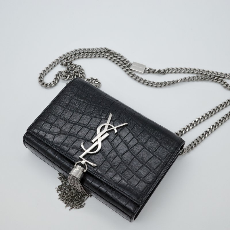 Saint Laurent 聖羅蘭 Kate 小號 鱷魚壓紋 牛皮 流蘇包 鏈條包 斜挎包-0