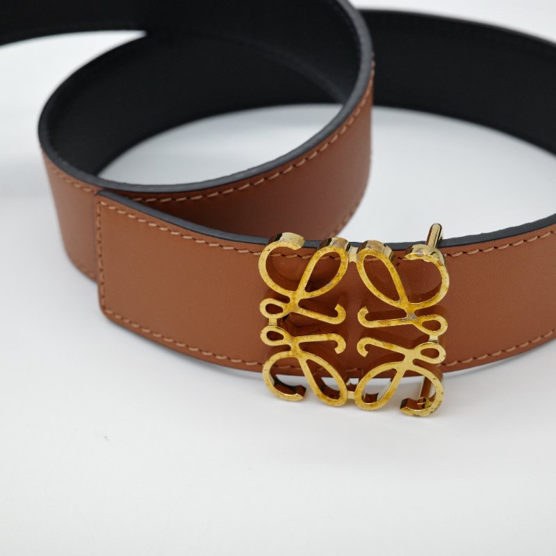 LOEWE羅意威平滑扣皮革 腰帶棕色寬約2.8cm-6