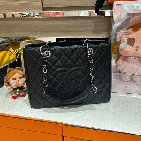 Chanel Gst grand shopping tote bag 黑色魚子醬牛皮