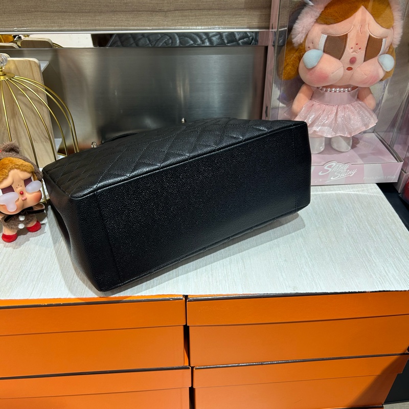 Chanel Gst grand shopping tote bag 黑色魚子醬牛皮-7