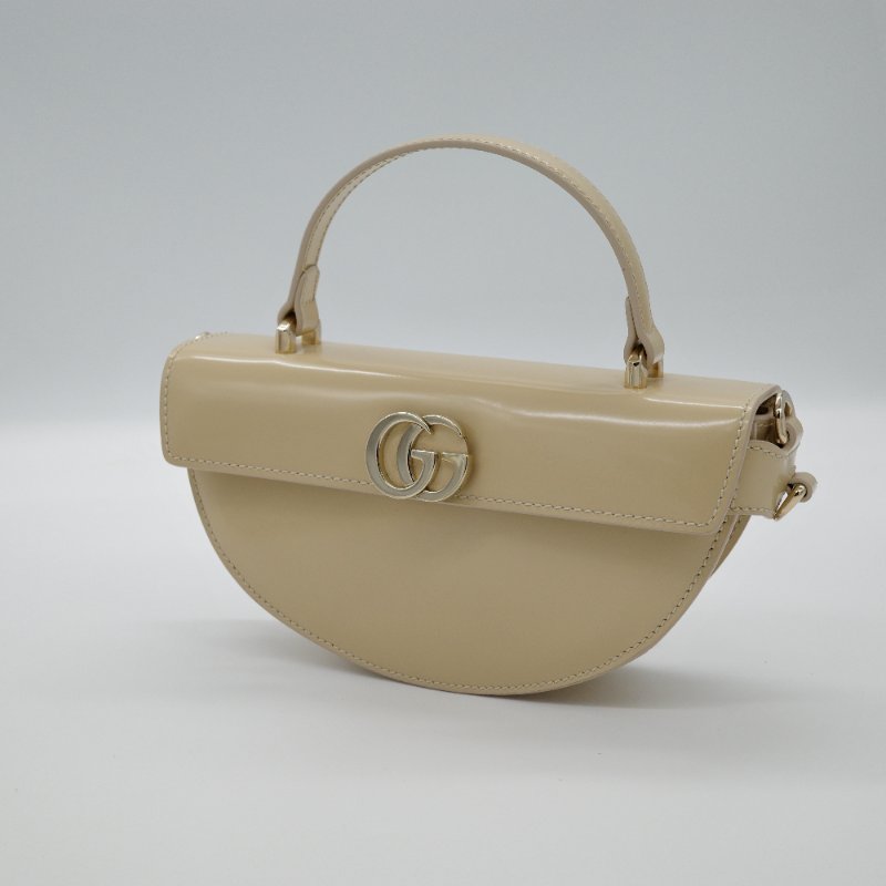 GUCCI 古馳 half moon 米色 亮面小牛皮 肩背包🤍🌙✨-3