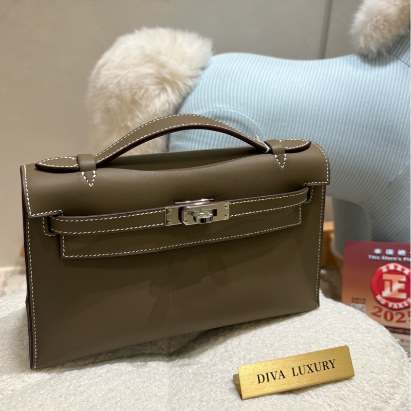 Hermes Mini  Kelly Pochette 大象灰 銀扣  全新現貨-1