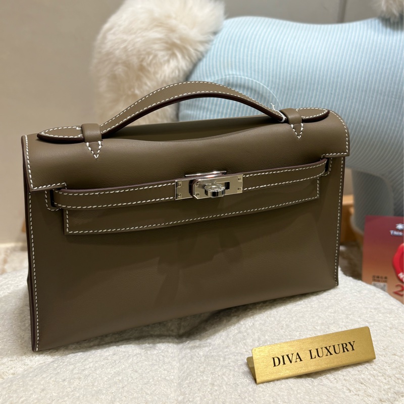 Hermes Mini  Kelly Pochette 大象灰 銀扣  全新現貨-6