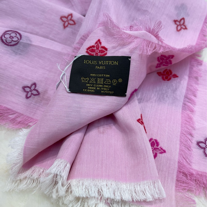 Lv 路易威登 粉紅色全棉圍巾 I818B-4