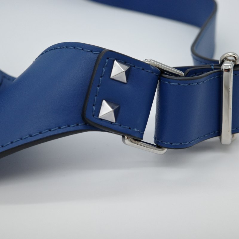 Valentino范倫鐵諾 藍色 Logo印花皮革 腰包-6