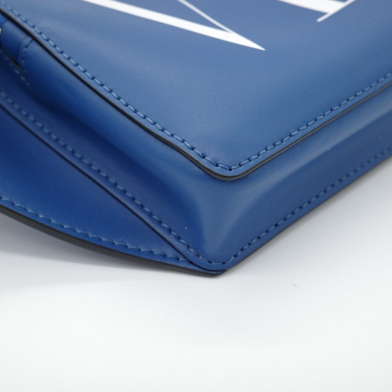 Valentino范倫鐵諾 藍色 Logo印花皮革 腰包-8